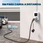 Cable de Carga Coche Eléctrico Tipo 2, 22kW 32A Modo 3 Trifásico 5m con IP65 Paño de Limpieza y Bolsa para EV y PHEV