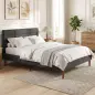 Cama Tapizada 140x200 cm con Cabecero Acolchado de Rejilla Almacenaje Inferior Láminas de Madera Gris Cama Tapizada 140x200 cm con Cabecero Acolchado de Rejilla Almacenaje Inferior Láminas de Madera Gris