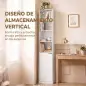 Estantería para Libros de 6 Niveles Librería Alta y Estrecha con 4 Estantes Abiertos Puerta y Estante Ajustable Blanco