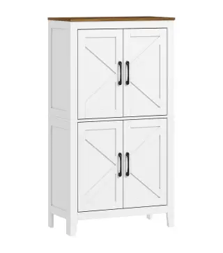 Armario de Baño Estrecho con Puertas Tipo Granero 4 Estantes y Estantes Ajustables 60x30x110 cm Blanco