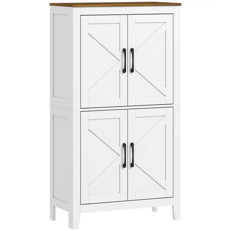 Armario de Baño Estrecho con Puertas Tipo Granero 4 Estantes y Estantes Ajustables 60x30x110 cm Blanco