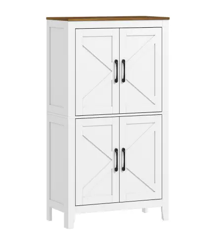 Armario de Baño Estrecho con Puertas Tipo Granero 4 Estantes y Estantes Ajustables 60x30x110 cm Blanco