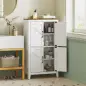 Armario de Baño Estrecho con Puertas Tipo Granero 4 Estantes y Estantes Ajustables 60x30x110 cm Blanco