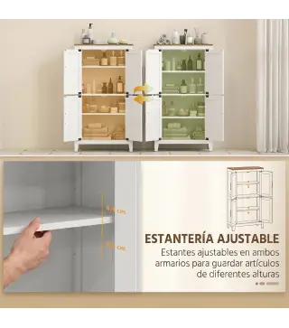 Armario de Baño Estrecho con Puertas Tipo Granero 4 Estantes y Estantes Ajustables 60x30x110 cm Blanco