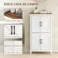 Armario de Baño Estrecho con Puertas Tipo Granero 4 Estantes y Estantes Ajustables 60x30x110 cm Blanco