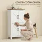 Armario de Baño Estrecho con Puertas Tipo Granero 4 Estantes y Estantes Ajustables 60x30x110 cm Blanco