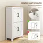 Armario de Baño Estrecho con Puertas Tipo Granero 4 Estantes y Estantes Ajustables 60x30x110 cm Blanco