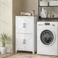 Armario de Baño Estrecho con Puertas Tipo Granero 4 Estantes y Estantes Ajustables 60x30x110 cm Blanco