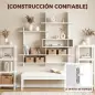 Estantería Flotante de Pared Geométrica con 4 Niveles y Compartimento Central Blanca Estantería Flotante de Pared Geométrica con 4 Niveles y Compartimento Central Blanca