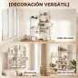 Estantería Flotante de Pared Geométrica con 4 Niveles y Compartimento Central Blanca Estantería Flotante de Pared Geométrica con 4 Niveles y Compartimento Central Blanca