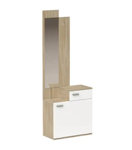 Recibidor de Entrada con Espejo Zapatero Abatible Asiento Cajón Mesa Pequeña 61x30x170 cm Blanco