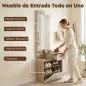 Recibidor de Entrada con Espejo Zapatero Abatible Asiento Cajón Mesa Pequeña 61x30x170 cm Blanco