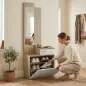 Recibidor de Entrada con Espejo Zapatero Abatible Asiento Cajón Mesa Pequeña 61x30x170 cm Blanco