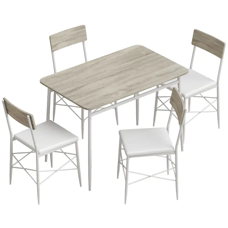 Juego de Mesa y Sillas de Comedor 5 Piezas Mesa de Cocina Rectangular con 4 Sillas Acolchadas 106x66x75 cm Roble Juego de Mesa y Sillas de Comedor 5 Piezas Mesa de Cocina Rectangular con 4 Sillas Acolchadas 106x66x75 cm Roble