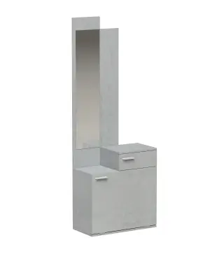 Recibidor de Entrada con Espejo Zapatero Abatible Asiento Cajón Mesa Pequeña 61x30x170 cm Gris