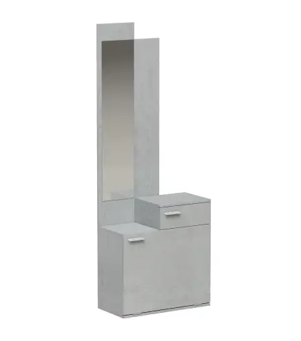 Recibidor de Entrada con Espejo Zapatero Abatible Asiento Cajón Mesa Pequeña 61x30x170 cm Gris