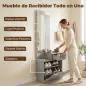 Recibidor de Entrada con Espejo Zapatero Abatible Asiento Cajón Mesa Pequeña 61x30x170 cm Gris Recibidor de Entrada con Espejo Zapatero Abatible Asiento Cajón Mesa Pequeña 61x30x170 cm Gris