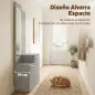 Recibidor de Entrada con Espejo Zapatero Abatible Asiento Cajón Mesa Pequeña 61x30x170 cm Gris Recibidor de Entrada con Espejo Zapatero Abatible Asiento Cajón Mesa Pequeña 61x30x170 cm Gris