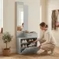 Recibidor de Entrada con Espejo Zapatero Abatible Asiento Cajón Mesa Pequeña 61x30x170 cm Gris Recibidor de Entrada con Espejo Zapatero Abatible Asiento Cajón Mesa Pequeña 61x30x170 cm Gris