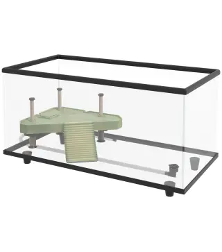 Acuario para Tortugas 50L Terrario de Tortugas Pequeñas con Plataforma Rampa y Termómetro 60x30x32 cm Transparente