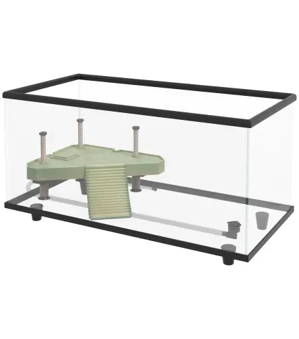Acuario para Tortugas 50L Terrario de Tortugas Pequeñas con Plataforma Rampa y Termómetro 60x30x32 cm Transparente