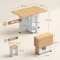 Conjunto Mesa de Comedor Plegable y 4 Taburetes Ocultos 2 Alas Abatibles Ruedas Estantes Roble