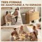 Conjunto Mesa de Comedor Plegable y 4 Taburetes Ocultos 2 Alas Abatibles Ruedas Estantes Roble
