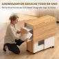 Conjunto Mesa de Comedor Plegable y 4 Taburetes Ocultos 2 Alas Abatibles Ruedas Estantes Roble