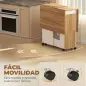 Conjunto Mesa de Comedor Plegable y 4 Taburetes Ocultos 2 Alas Abatibles Ruedas Estantes Roble