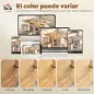 Conjunto Mesa de Comedor Plegable y 4 Taburetes Ocultos 2 Alas Abatibles Ruedas Estantes Roble