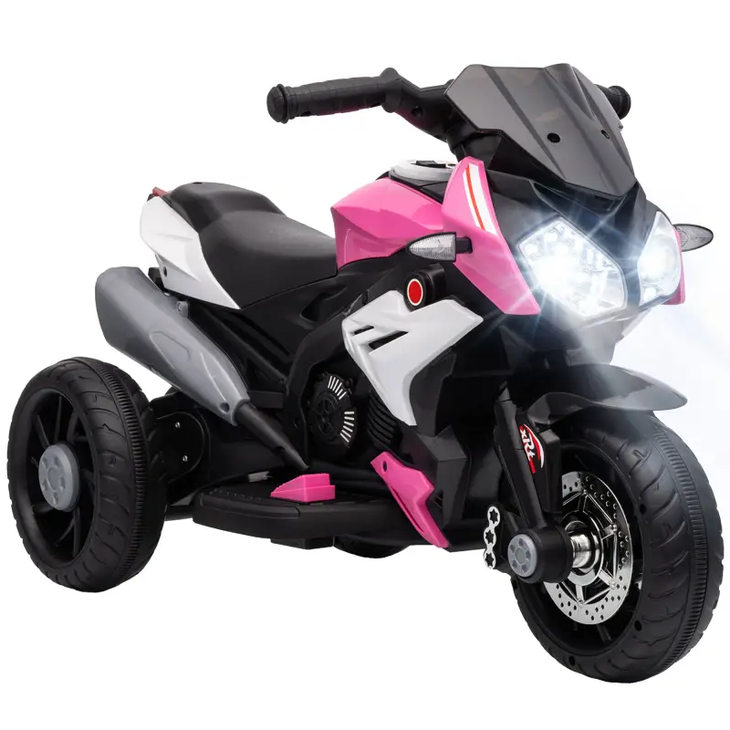 Moto Eléctrica para Niños con 3 Ruedas Pedal Faro LED Música y Bocina para Niños de 3 a 5 Años Rosa Moto Eléctrica para Niños con 3 Ruedas Pedal Faro LED Música y Bocina para Niños de 3 a 5 Años Rosa