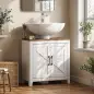 Mueble de Baño Bajo Lavabo Estilo Rústico con Estante Ajustable y 2 Puertas Tipo Granero Blanco