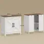 Mueble de Baño Bajo Lavabo Estilo Rústico con Estante Ajustable y 2 Puertas Tipo Granero Blanco