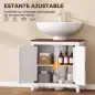 Mueble de Baño Bajo Lavabo Estilo Rústico con Estante Ajustable y 2 Puertas Tipo Granero Blanco