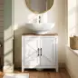 Mueble de Baño Bajo Lavabo Estilo Rústico con Estante Ajustable y 2 Puertas Tipo Granero Blanco