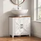 Mueble de Baño Bajo Lavabo Estilo Rústico con Estante Ajustable y 2 Puertas Tipo Granero Blanco