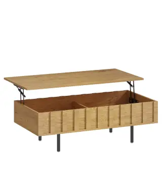 Mesa de Centro Elevable Mesa de Café para Salón con 2 Compartimentos Ocultos Patas de Metal 110x55x36,5 cm Roble