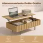 Mesa de Centro Elevable Mesa de Café para Salón con 2 Compartimentos Ocultos Patas de Metal 110x55x36,5 cm Roble Mesa de Centro Elevable Mesa de Café para Salón con 2 Compartimentos Ocultos Patas de Metal 110x55x36,5 cm Roble