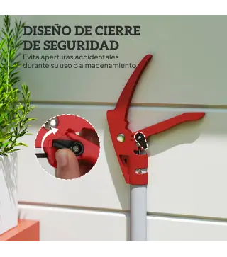 Tijeras de Podar de Jardín 180 cm con Mango de Aluminio Ligero y Resistente Cuchilla Metálica para Poda de Ramas Altas