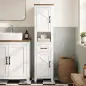 Armario de Baño Alto y Estrecho Rústico con Cajón Estante Abierto Puertas y Estantes Ajustables 34,5x30x148 cm Blanco Armario de Baño Alto y Estrecho Rústico con Cajón Estante Abierto Puertas y Estantes Ajustables 34,5x30x148 cm Blanco