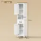 Armario de Baño Alto y Estrecho Rústico con Cajón Estante Abierto Puertas y Estantes Ajustables 34,5x30x148 cm Blanco Armario de Baño Alto y Estrecho Rústico con Cajón Estante Abierto Puertas y Estantes Ajustables 34,5x30x148 cm Blanco