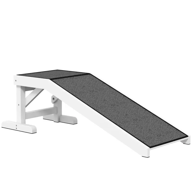 Rampa para Mascotas de Madera con Alfombra Antideslizante para Perros Pequeños o Mayores 125x40x35,5 cm Blanco y Gris Rampa para Mascotas de Madera con Alfombra Antideslizante para Perros Pequeños o Mayores 125x40x35,5 cm Blanco y Gris