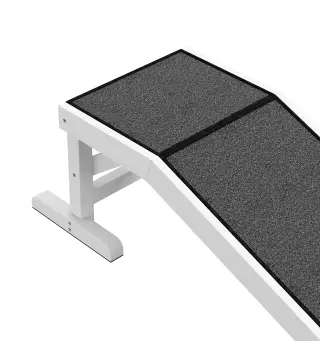 Rampa para Mascotas de Madera con Alfombra Antideslizante para Perros Pequeños o Mayores 125x40x35,5 cm Blanco y Gris