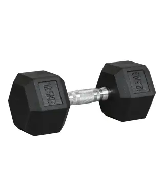 Mancuerna Hexagonal 12,5 kg de Hierro Fundido Pesas de Acero Recubiertas de Goma para Entrenamiento en Casa Gimnasio