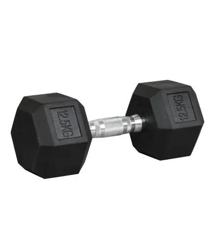 Mancuerna Hexagonal 12,5 kg de Hierro Fundido Pesas de Acero Recubiertas de Goma para Entrenamiento en Casa Gimnasio