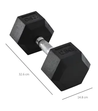 Mancuerna Hexagonal 12,5 kg de Hierro Fundido Pesas de Acero Recubiertas de Goma para Entrenamiento en Casa Gimnasio