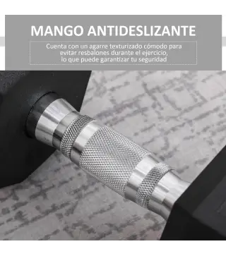 Mancuerna Hexagonal 12,5 kg de Hierro Fundido Pesas de Acero Recubiertas de Goma para Entrenamiento en Casa Gimnasio