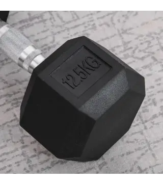 Mancuerna Hexagonal 12,5 kg de Hierro Fundido Pesas de Acero Recubiertas de Goma para Entrenamiento en Casa Gimnasio