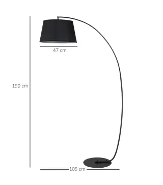 Lámpara de Pie Arco con Pantalla de Tela para Salón con Casquillo E27 (Bombilla no Incluida) Interruptor de Pedal Negro