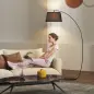 Lámpara de Pie Arco con Pantalla de Tela para Salón con Casquillo E27 (Bombilla no Incluida) Interruptor de Pedal Negro Lámpara de Pie Arco con Pantalla de Tela para Salón con Casquillo E27 (Bombilla no Incluida) Interruptor de Pedal Negro